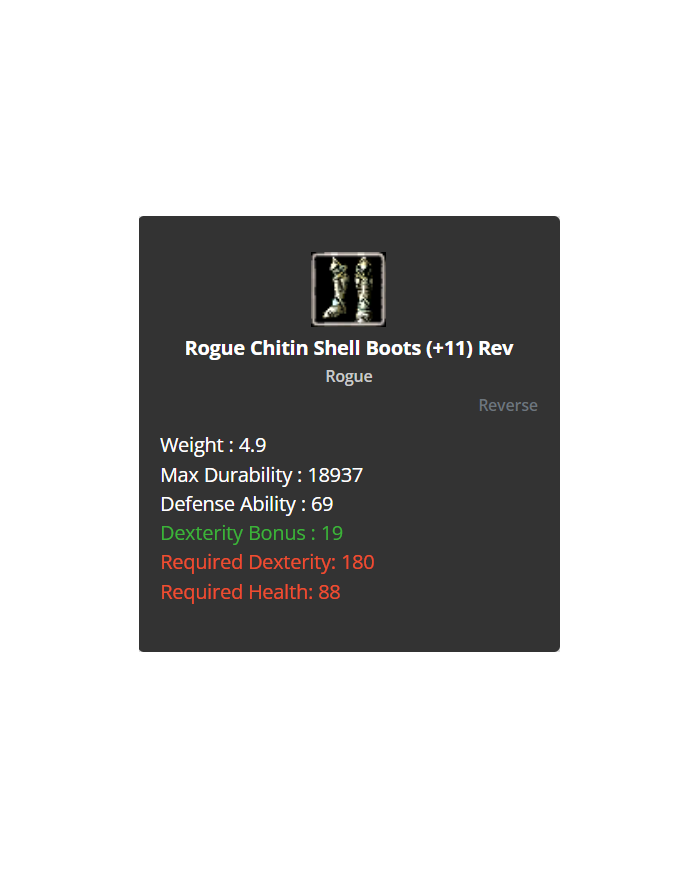 +11 Rogue Chitin Shell Boots