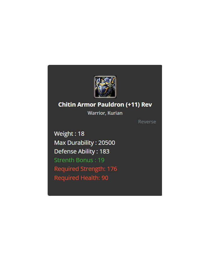 +9 Warrior Chitin Set