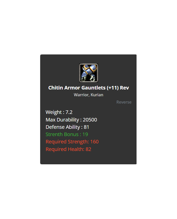 +9 Warrior Chitin Set