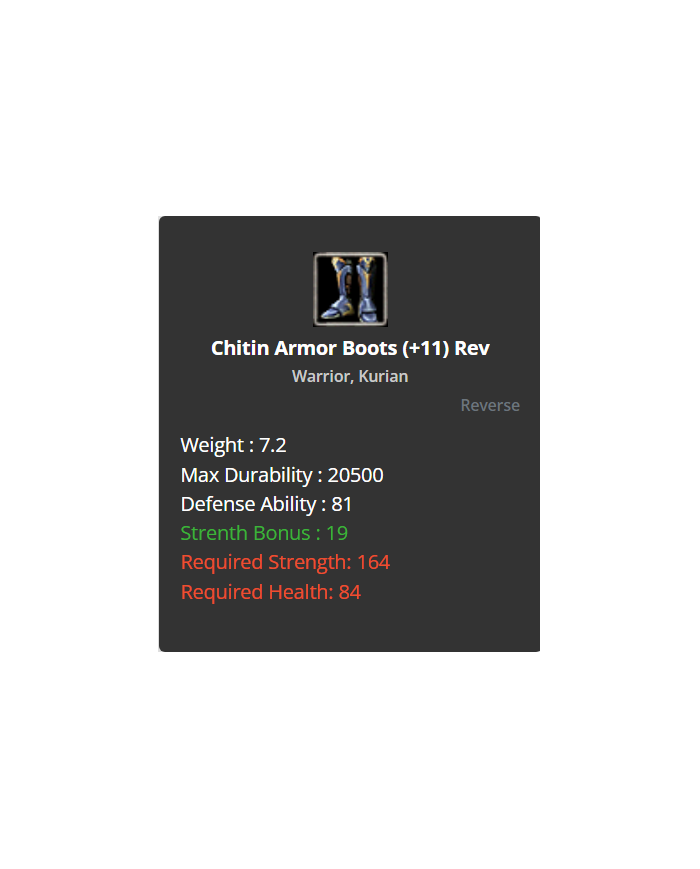+11 Warrior Chitin Set Armor