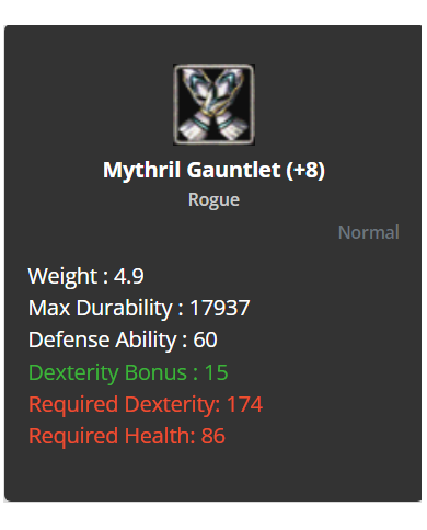 Mythril Gauntlet +8