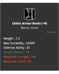 chitin armor boots +9 no reb