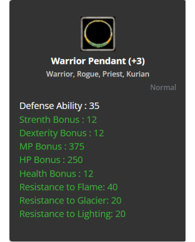 warrior pendant 